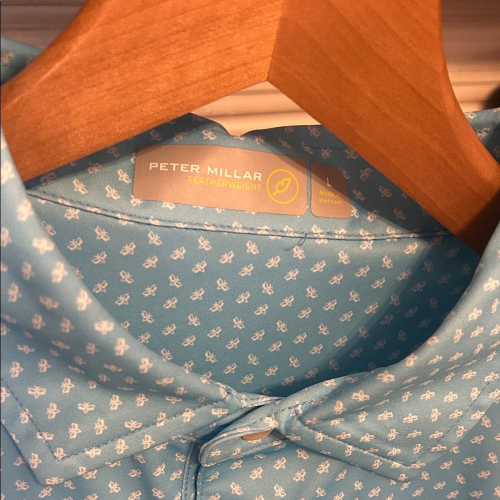 Peter Millar Light Blue Patterned Men's Shirt